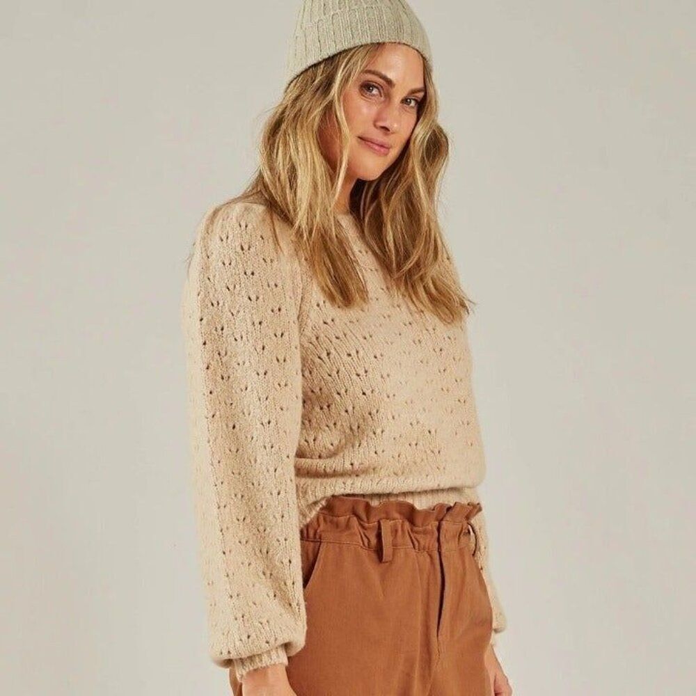NWT! Rylee + Cru Women's Piontelle Wool Blend Balloon Sweater Size XL